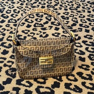 Fendi Zucchino Coated Canvas Shoulder Bag